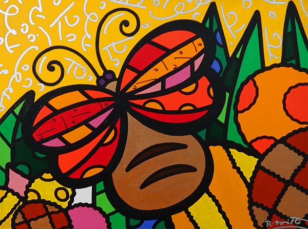 Romero Britto "Honey" Acryl auf Karton 45 x 60 cm