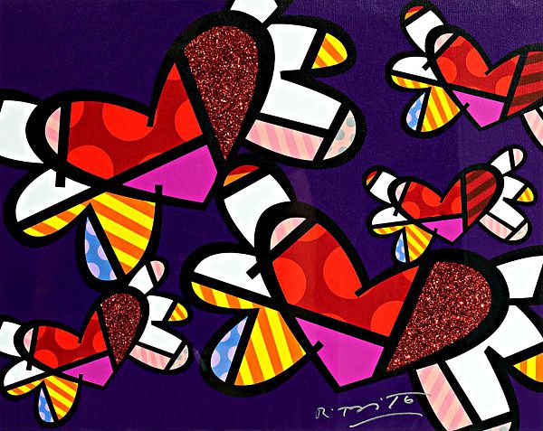 Romero Britto "Love is in the Air too" Siebdruck 60 x 70 cm
