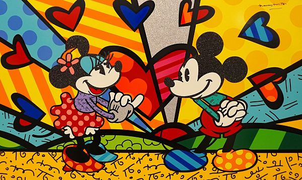 Romero Britto, Mickeys New Day, 2013, Siebdruck auf Gesso, 104 x 145 cm, € 5.900,-- inkl. Rahmen (statt € 7.800,--)