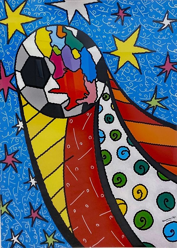 Romero Britto Plakat "FIFA woldcup 2010 south afrika" originalsigniert - 84 x 63, gerahmt 115 x 84 cm - € 900,-- (statt € 1.200,--)