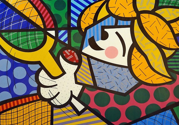 Romero Britto "Tennis Woman" Siebdruck auf Papier 46 x 60 cm