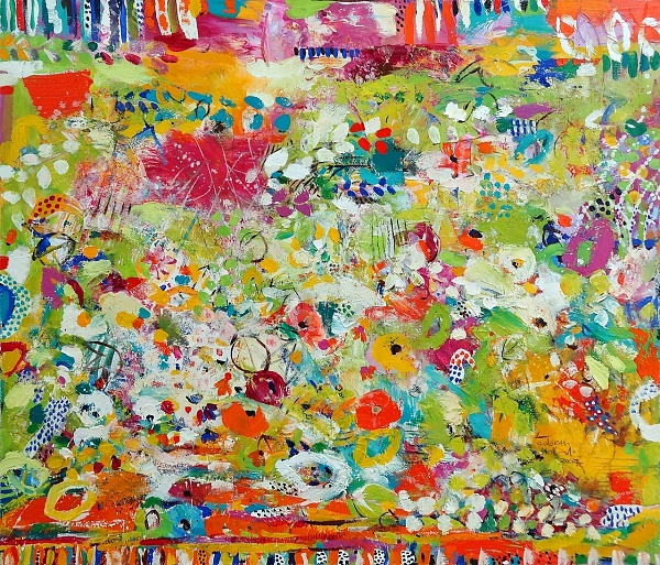 Sabeth Holland "A Hint of Pink" 2007 (B 107) Mischtechnik auf Leinwand 80 x 90 cm