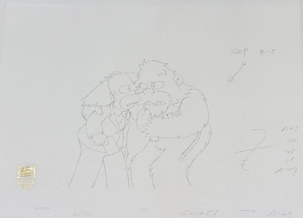 The Simpsons "Homer Badman" Original Pencil Drawing 26 x 31 cm