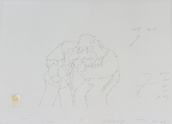 The Simpsons "Homer Badman" Original Pencil Drawing 26 x 31 cm