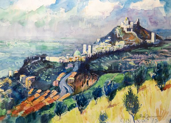 Max Spielmann "Assisi" - Aquarell -  60 x 42 cm