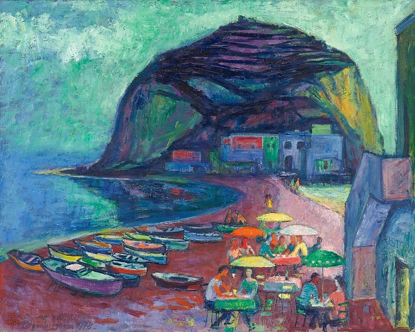 Max Spielmann "Ferien auf Ischia" - Öl auf Leinwand - 78 x 80