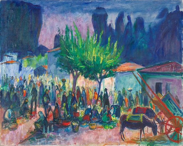Max Spielmann "Kalambaka" 1962 - Öl auf Leinwand - 80 x 100 cm