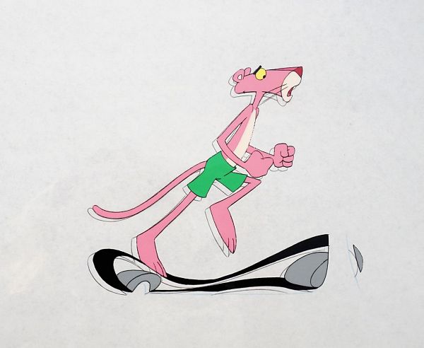 Sporty Panther - hand painted cell and drawing - 27 x 32 cm