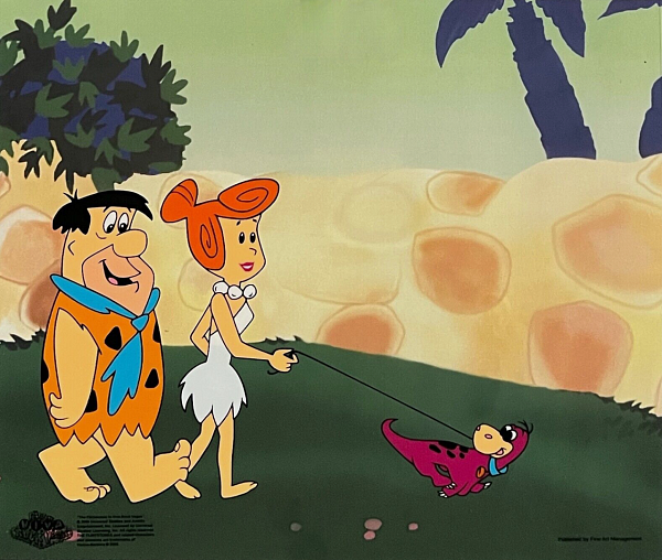 The Flintstones "Fred and Wilma walking baby dino" Limited Sericel