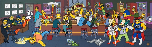 The Simpsons "Happy Hour" Serie Cel 29,5 x 87,5 cm
