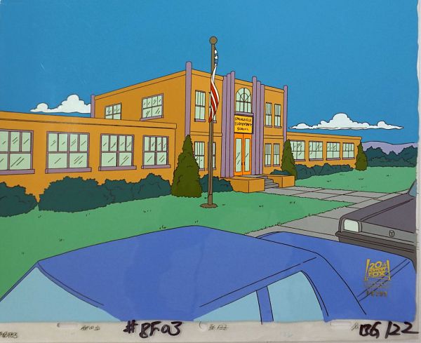 The Simpsons "Springfield School" Original Production Cel 28 x 36 cm