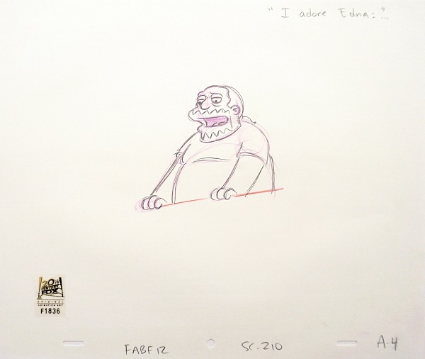 The Simpsons "Comic Book Guy" Original Pencil Drawing 26,5 x 31,5 cm