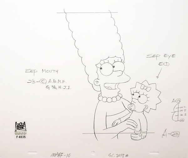 The Simpsons "Marge & Maggie" Original Pencil Drawing 26,5 x 31,5 cm