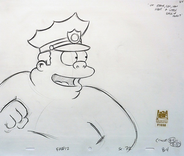 The Simpsons "Wiggum" Original Pencil Drawing  26,5 x 31,5 cm