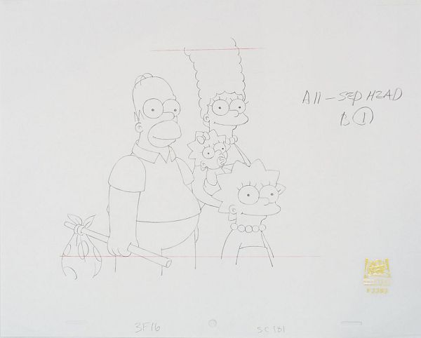 The Simpsons "The Day the Violence Died" Original Pencil Drawing 26,5 x 31,5 cm