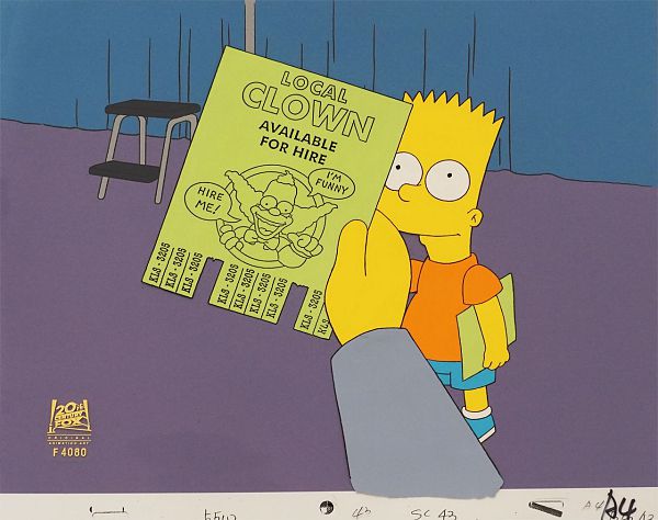 The Simpsons "The last Temptation of Krust" Original Production Cel 27 x 32 cm