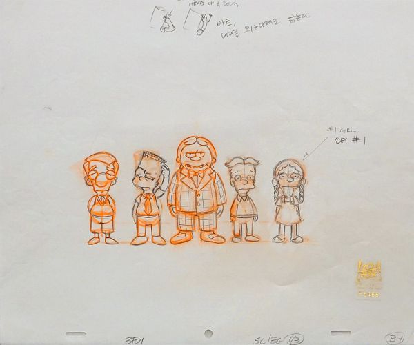 The Simspons "Home sweet Homediddy-Dum" Original Pencil Drawing 26,5 x 31,5 cm