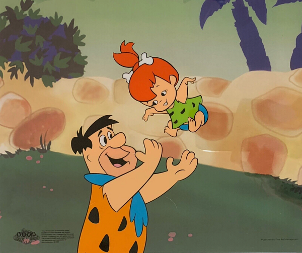 Tlhe Fintstones "Fred tossing Pebbles" Limited Sericel