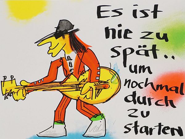 Udo Lindenberg "Es ist nie zu spät" Siebdruck 42 x 56 cm