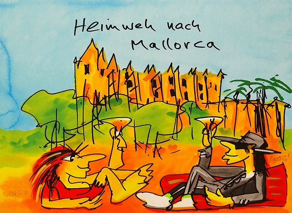 Udo Lindenberg "Heimweh nach Mallorca" Siebdruck 42 x 56 cm