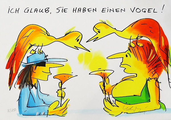 Udo Lindenberg "Ich glaub' Sie haben einen Vogel" Siebdruck 42 x 56 cm