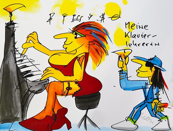 Udo Lindenberg "Meine Klavierlehrerin" Siebdruck 42 x 56 cm