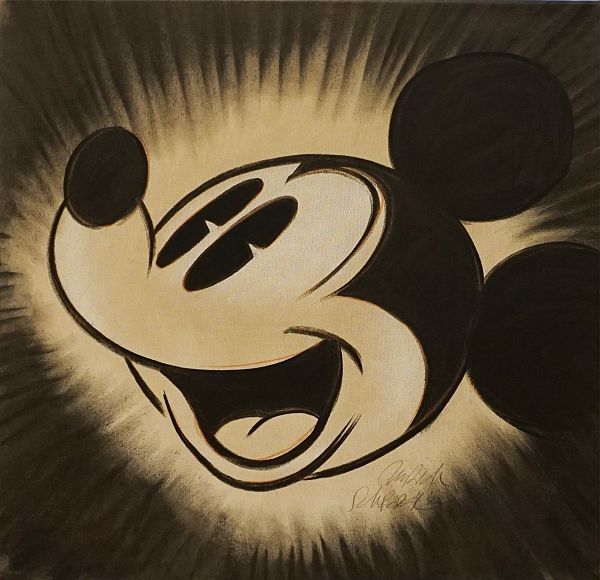 Ulrich Schröder "Mickey (Head)" Kohle und Acryl auf Leinwand 75 x 75 cm