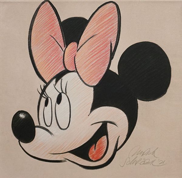 Ulrich Schröder "Minnie" Kohle Bunstift auf Leinwand 65 x 64 cm