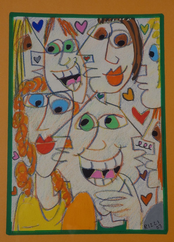James Rizzi "Faces II" Pastell 2007