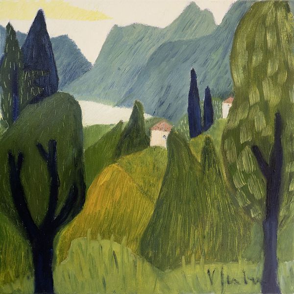 Veronika Gerber "Blick auf den Gardasee" - Öl auf Leinwand - 40 x 40cm
