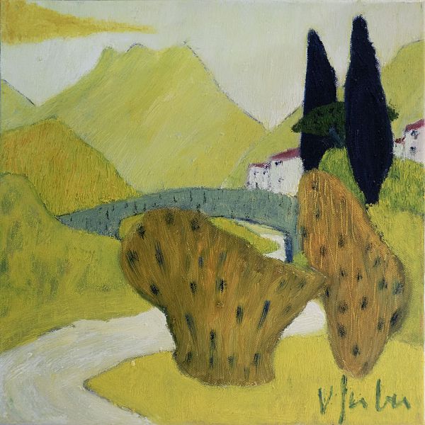 Veronika Gerber "Blick über die Sarca" - Öl auf Leinwand - 30 x 30cm
