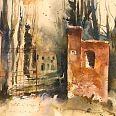 Heinz Hofer "Toscana bei S. Miniato" Aquarell 31,7 x 41,7 cm