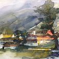 Heinz Hofer "Stams" Aquarell 31,5 x 48,8 cm