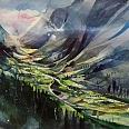 Bernhard Vogel "Pitztal von Oberlehen" Aquarell 52,5 x 76,5 cm