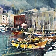 Bernhard Vogel "Malcesine Gardasee" Aquarell 56 x 76 cm