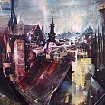 Bernhard Vogel "Wien - Dachlandschaft II" mixed media 80 x 100 cm