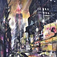 Bernhard Vogel "NY 34th street by night" mixed media 80 x 100 cm