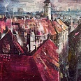 Bernhard Vogel "Wien - Dachlandschaft 1. Bezirk" mixed media 80 x 100 cm