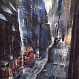 Bernhard Vogel "NY timesquare (fly high)" mixed media 100 x 80 cm