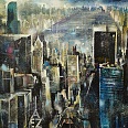 Bernhard Vogel "NY Solo Building (AEZ) Mixed Media 100 x 120 cm