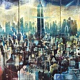 Bernhard Vogel "NY Skyline Mad Max" 5teilig Mixed Media 80 x 200 cm