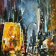 Bernhard Vogel "NY Yellow Lights" Mixed Media 70 x 50 cm