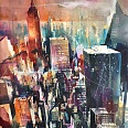 Bernhard Vogel "NY from the Rock" Aquarell 46 x 61 cm