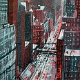 Bernhard Vogel "NY 5th avenue wintertimes" Radierung 30 x 18 cm