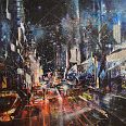 Bernhard Vogel "Times Square by night, New York" Mixed Media 80 x 80 cm