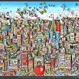 Charles Fazzino "Butterflies come fly with me" 3D-Siebdruck 100 x 130 cm