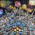 Charles Fazzino "Celebrating our world... the best is yet to come" 3D-Siebdruck 100 x 130 cm