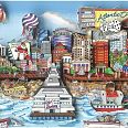Charles Fazzino "Down on the Boardwalk" 3D-Siebdruck 65 x 100 cm