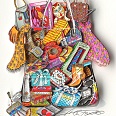 Charles Fazzino "Girls gone out shopping" 3D-Siebdruck 60 x 50 cm