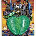 Charles Fazzino "Green Apples on Broadway" Unikat auf Leinwand 60 x 50 cm